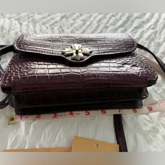 Patricia Nash Dark Purple Croc-Embossed Crossbody Bag - Picture 4 of 12